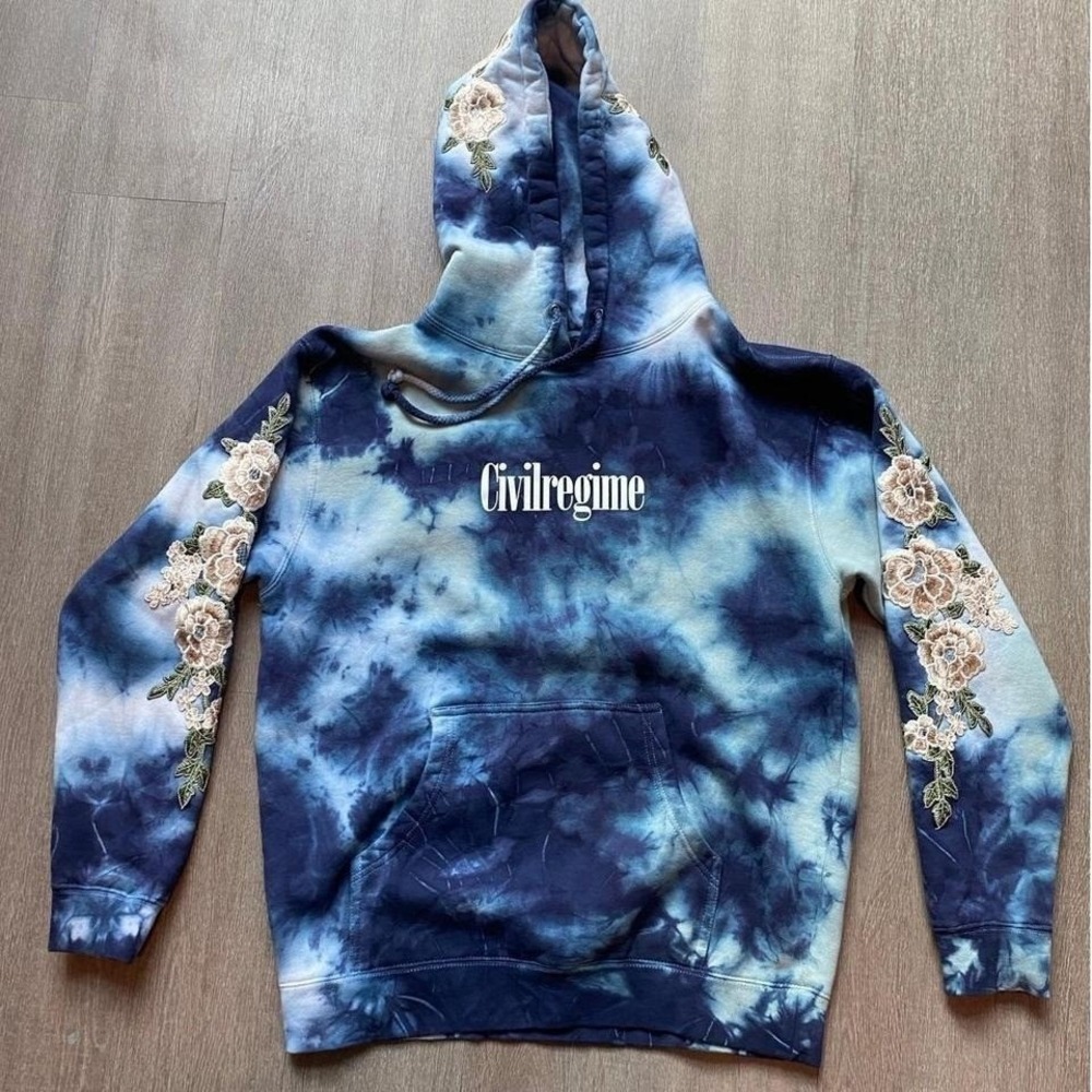 Size Small Civil Regime Tie Dye Embroidered Hoodie